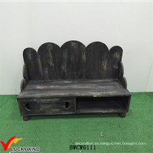 Rustic Stained Wooden Black Bancos de interior con almacenamiento